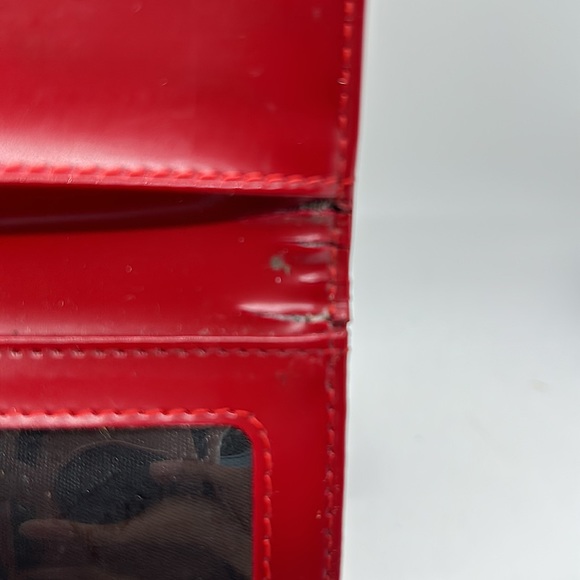 Salvatore Ferragamo Authentic Vintage Red/Black Leather Trifold Wallet Purse - Picture 6 of 6